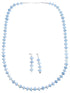 22" Blue Lace Agate Bead Necklace and Earrings Set KX121113